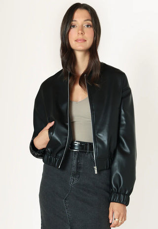 Faux Leather Bomber Jacket