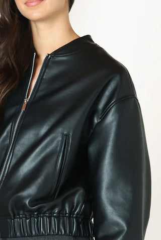 Faux Leather Bomber Jacket