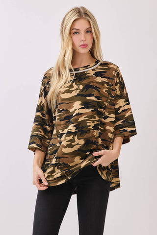 The Relaxed Camo Stitch Detail Top