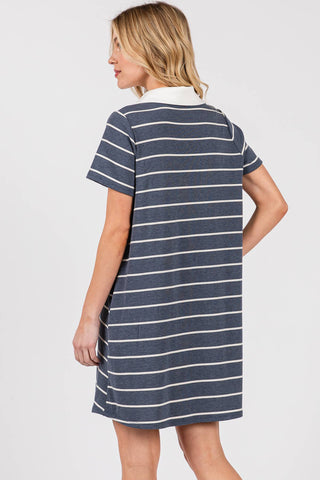Casual Striped Polo Dress