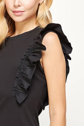 Poplin Ruffle Sleeveless Top