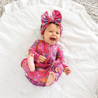 Gigi and Max - Posie RUFFLE ZIP Bamboo One Piece Floral Baby Outfit