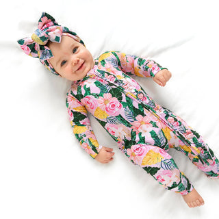 Gigi and Max - Luana RUFFLE ZIP Bamboo One Piece Floral Baby Outfit