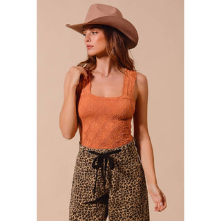 FLORAL JACQUARD SEAMLESS TANK TOP
