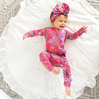 Gigi and Max - Posie RUFFLE ZIP Bamboo One Piece Floral Baby Outfit