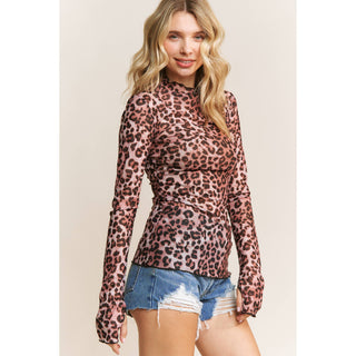 Lori Leopard Mesh Fitted Top