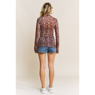 Lori Leopard Mesh Fitted Top