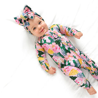 Gigi and Max - Luana RUFFLE ZIP Bamboo One Piece Floral Baby Outfit