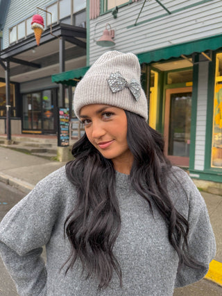 Rhinestone Bow Cuff C.C Beanie