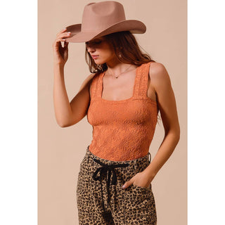 FLORAL JACQUARD SEAMLESS TANK TOP