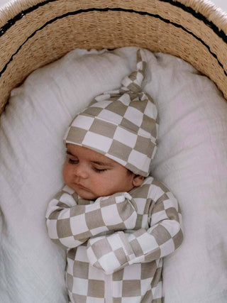 Tiramisu Checkerboard / Organic Zip Footie