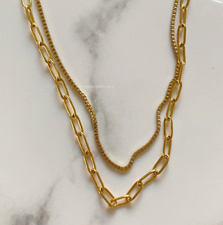 Piper Two Piece Paper Clip Chain Layered Necklace