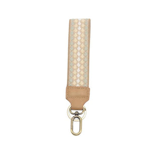 Soft Natural Dotted Stripe Easy Find Wristlet