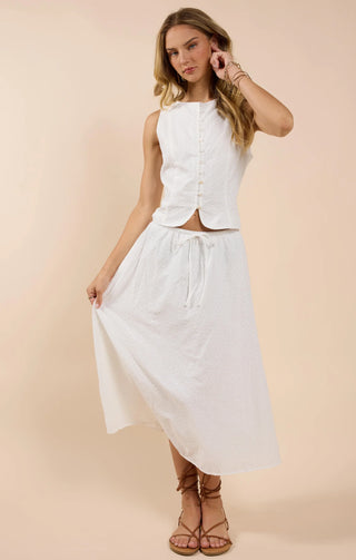 Sundream Eyelet Drawstring Maxi Skirt