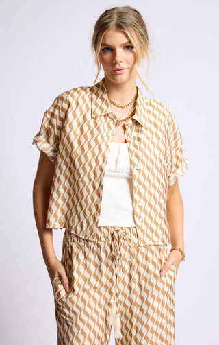 Prickly Pear Cropped Shirt Tan Natural
