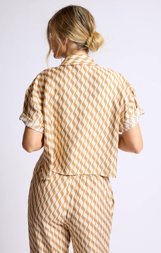 Prickly Pear Cropped Shirt Tan Natural