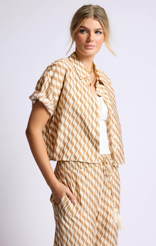 Prickly Pear Cropped Shirt Tan Natural