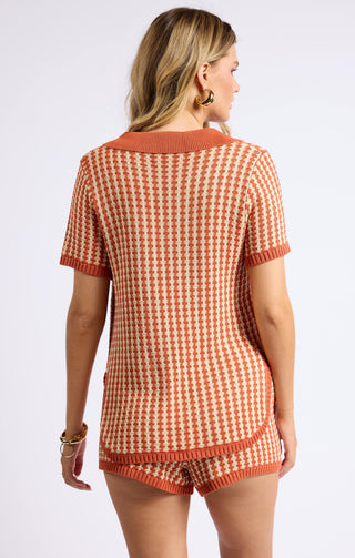 Through The Canyons Tie Front Sweater Top