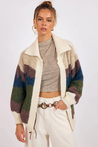Sage the Label - Birdie Landscape Intarsia Cardigan