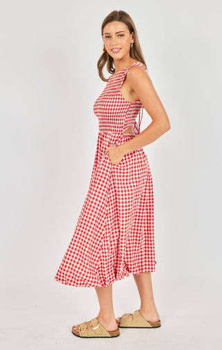 APPLE BUTTER MIDI DRESS