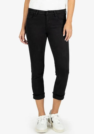 Amy Mid-rise Crop Straight Leg- Roll Up Fray (Black)