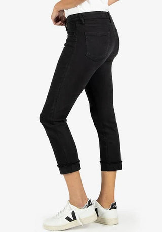 Amy Mid-rise Crop Straight Leg- Roll Up Fray (Black)